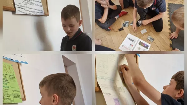 Uczniowie klasy 3D prezentujący swoje hobby