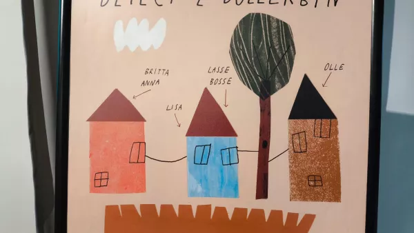 Plakat spektaklu "Dzieci z Bullerbyn" wystawianego w Teatrze Pinokio. 