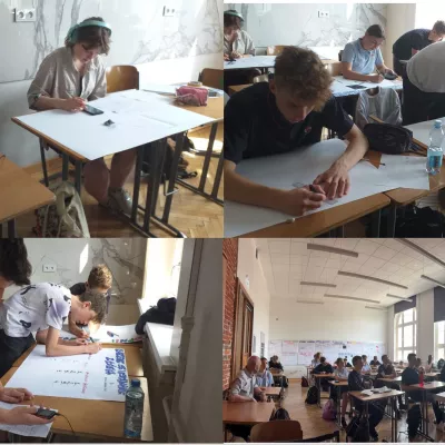 Uczestnicy obozu naukowego podczas pracy i nauki. (fot. Amelia Szymańska)