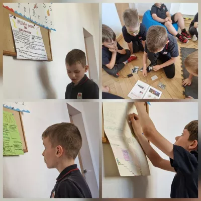 Uczniowie klasy 3D prezentujący swoje hobby