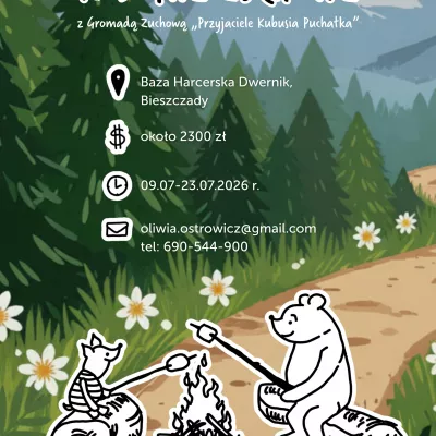 Plakat reklamujący kolonię zuchową.