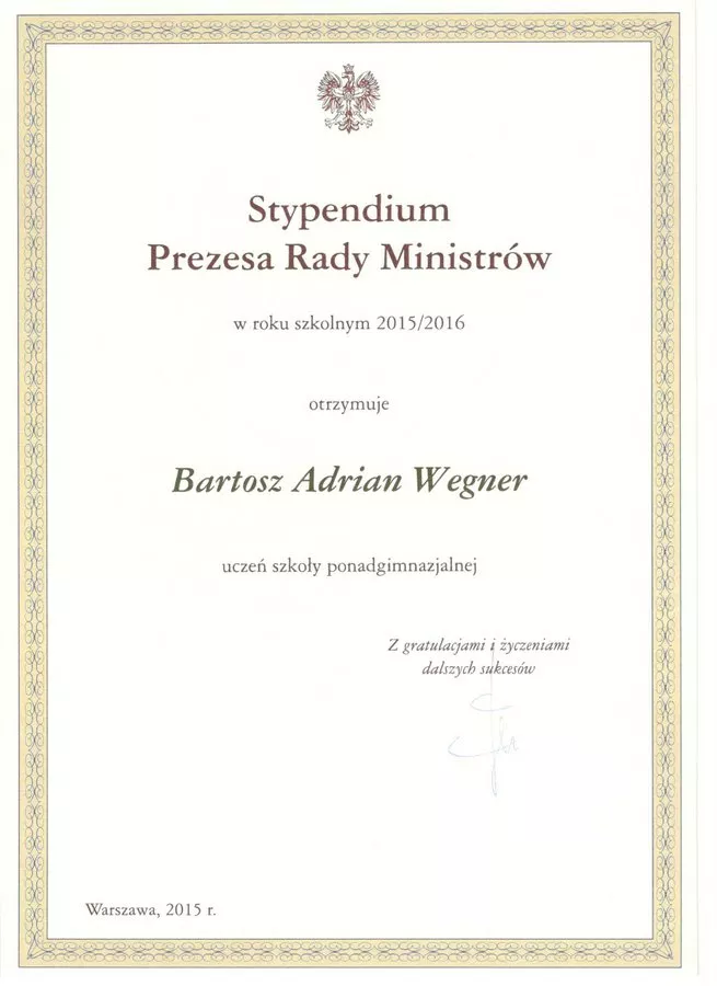 Stypendysta Premiera Rady Ministrów