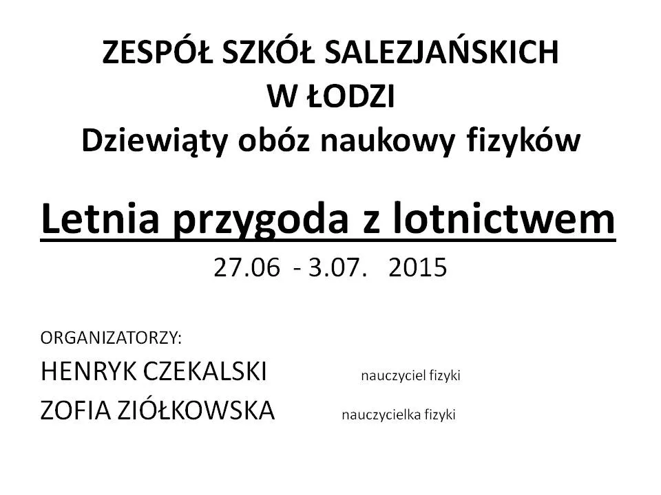 9 lotniczy obóz naukowy fizyków