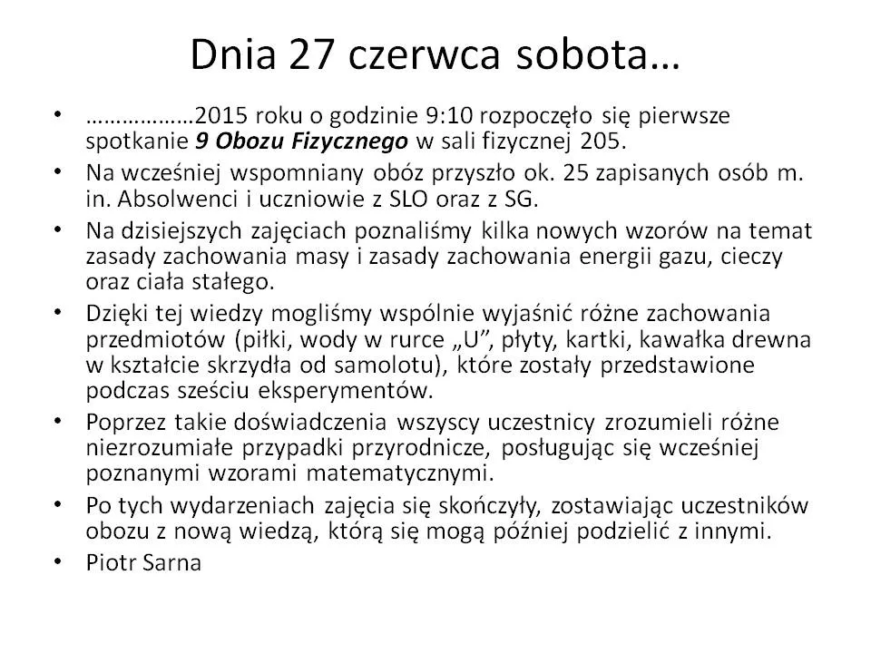 9 lotniczy obóz naukowy fizyków