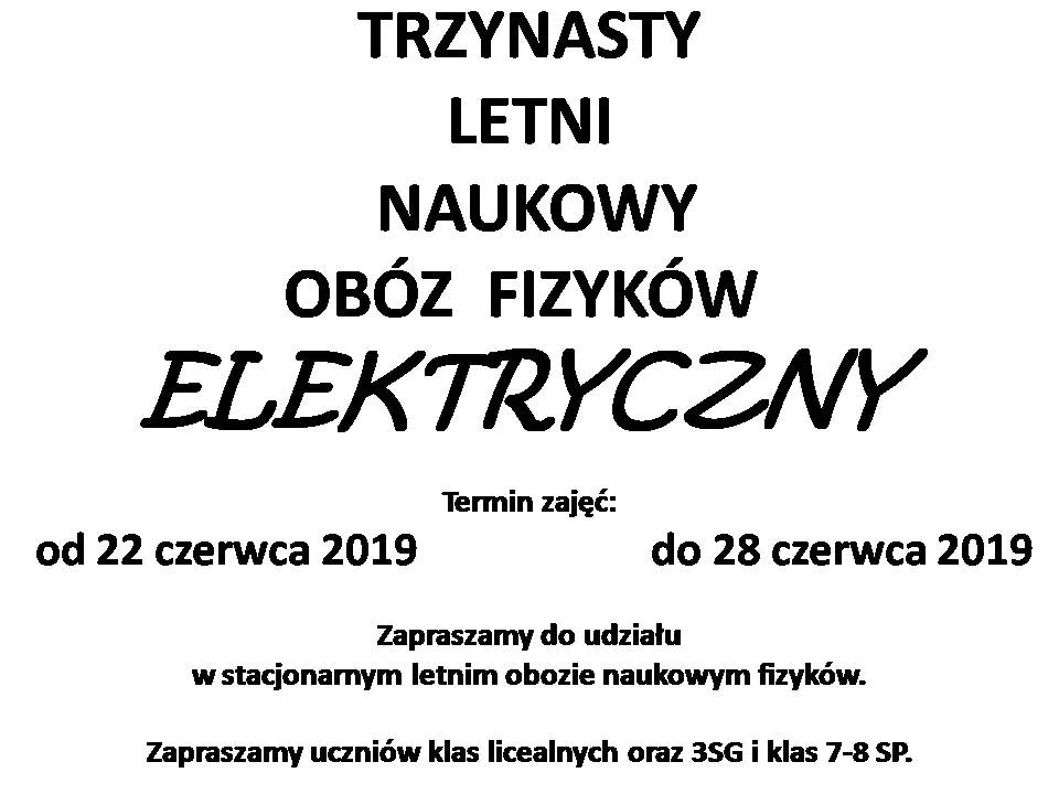 13 OBÓZ NAUKOWY FIZYKÓW "ELEKTRYCZNY"