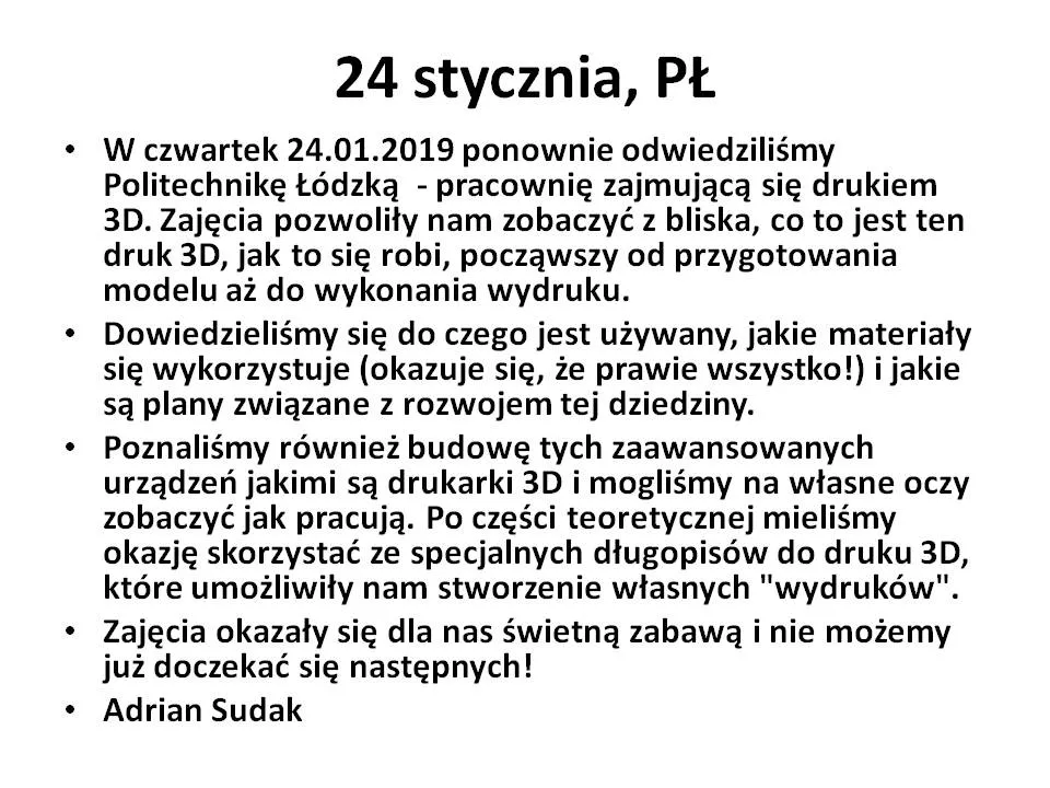 Praktyki naukowe 24 stycznia  Politechnika Łódzka