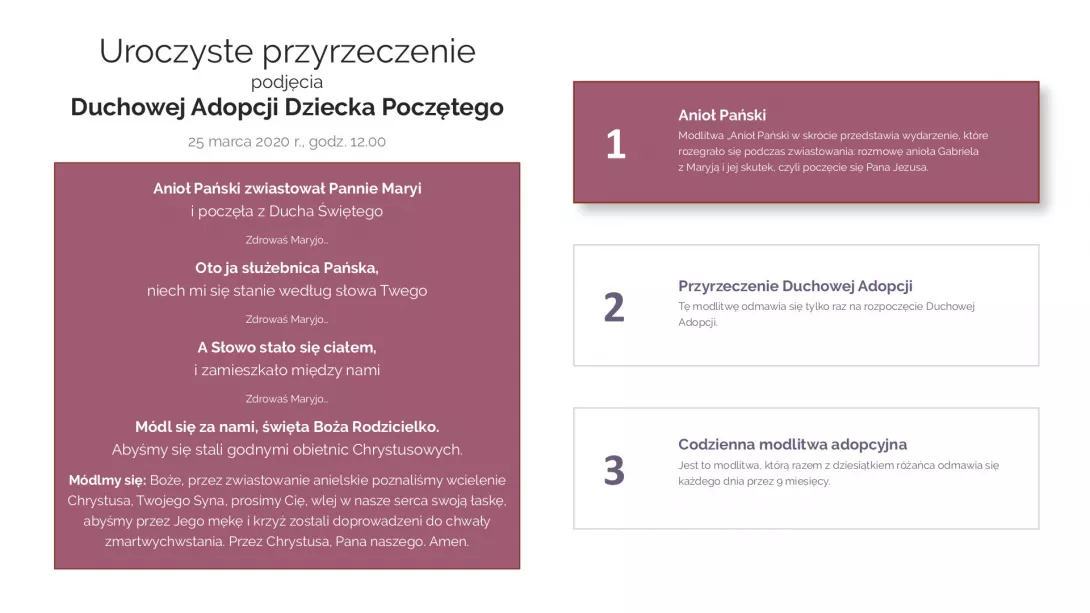 Duchowa Adopcja Dziecka Poczętego 2020 - prezentacja.