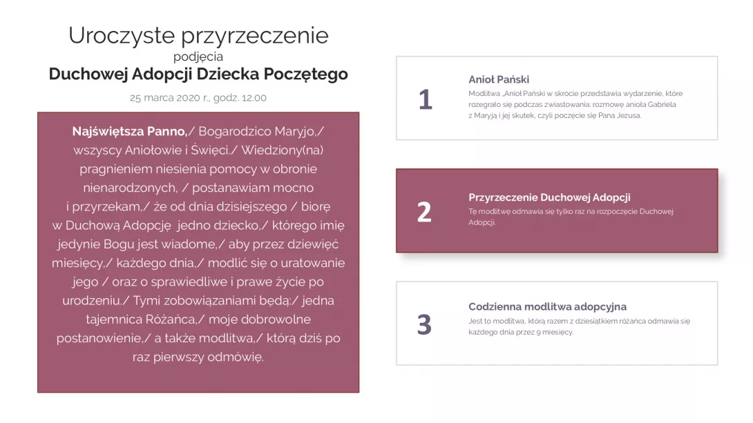 Duchowa Adopcja Dziecka Poczętego 2020 - prezentacja.