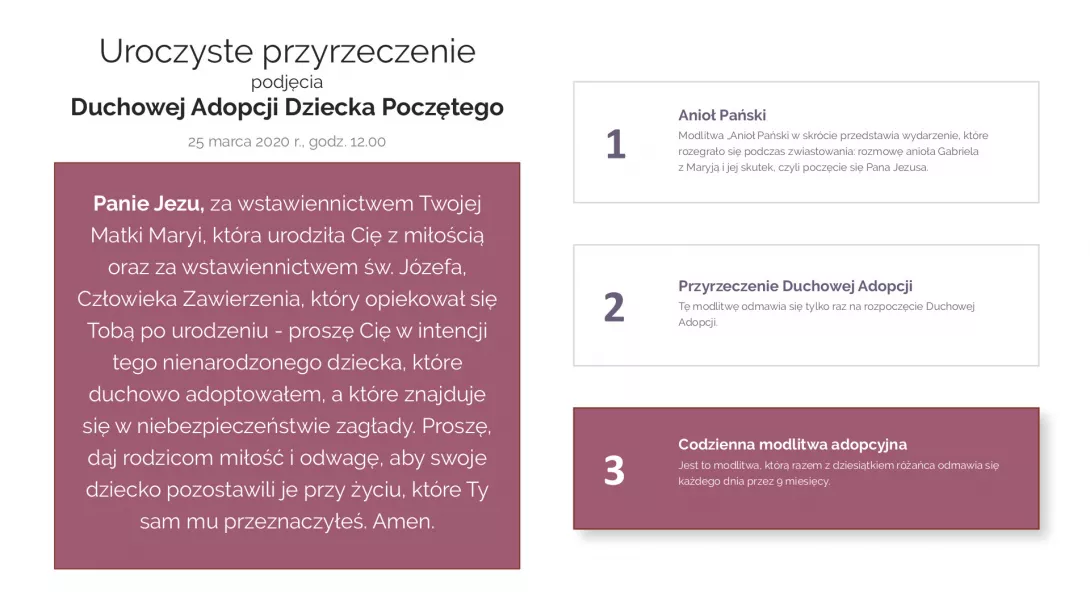 Duchowa Adopcja Dziecka Poczętego 2020 - prezentacja.