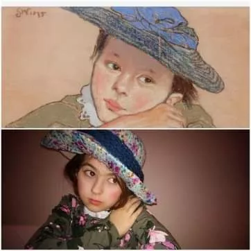 "Dziewczynka w niebieskim kapeluszu"