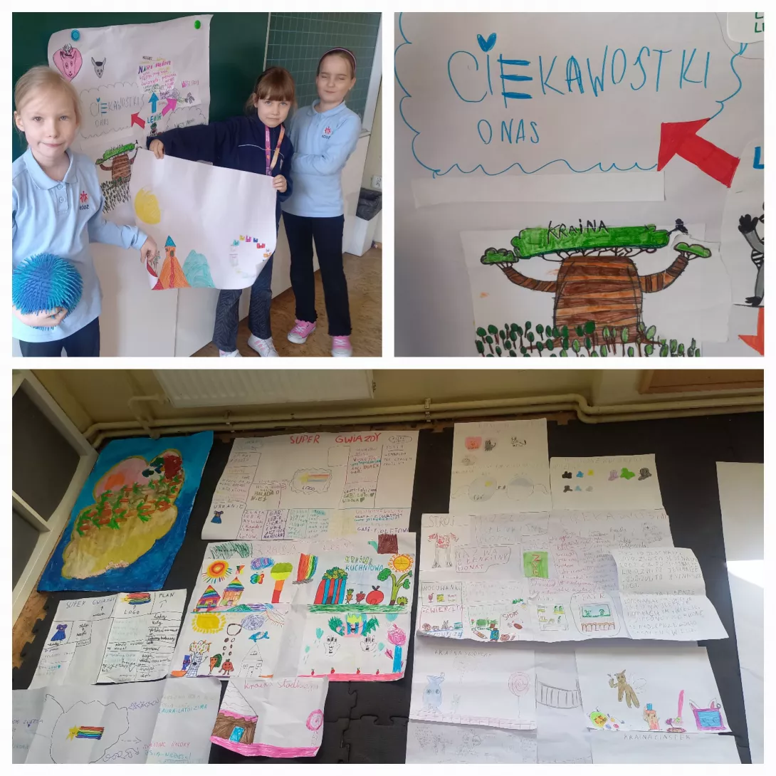 Dziewczynki z klasy 2c prezentują efekty swojej pracy w grupach