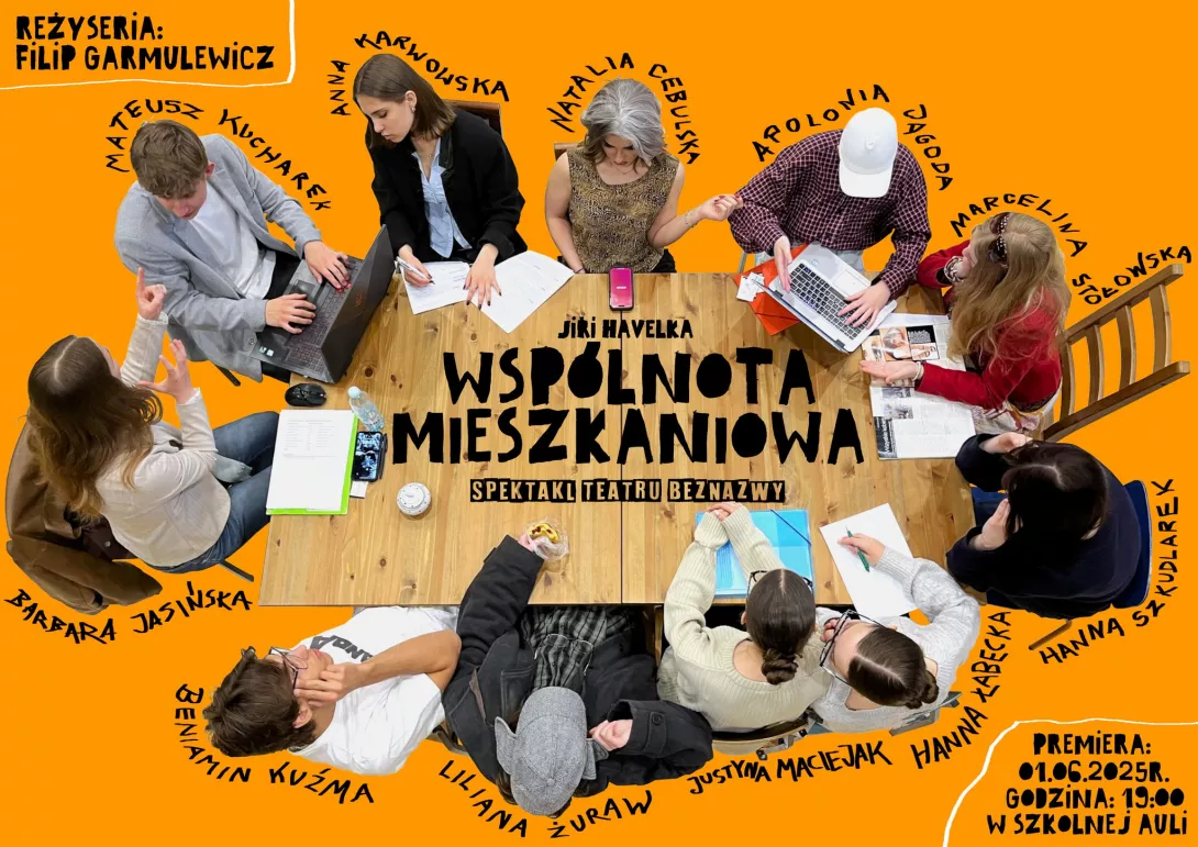 Plakat spektaklu "Wspólnota mieszkaniowa".