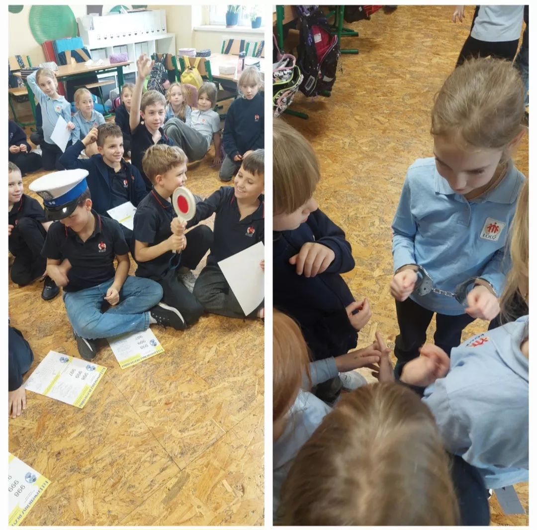 Spotkanie klas 2c i 2d panią policjant. 