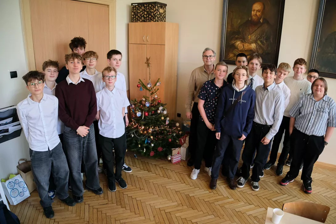 Spotkanie opłatkowe w klasie.