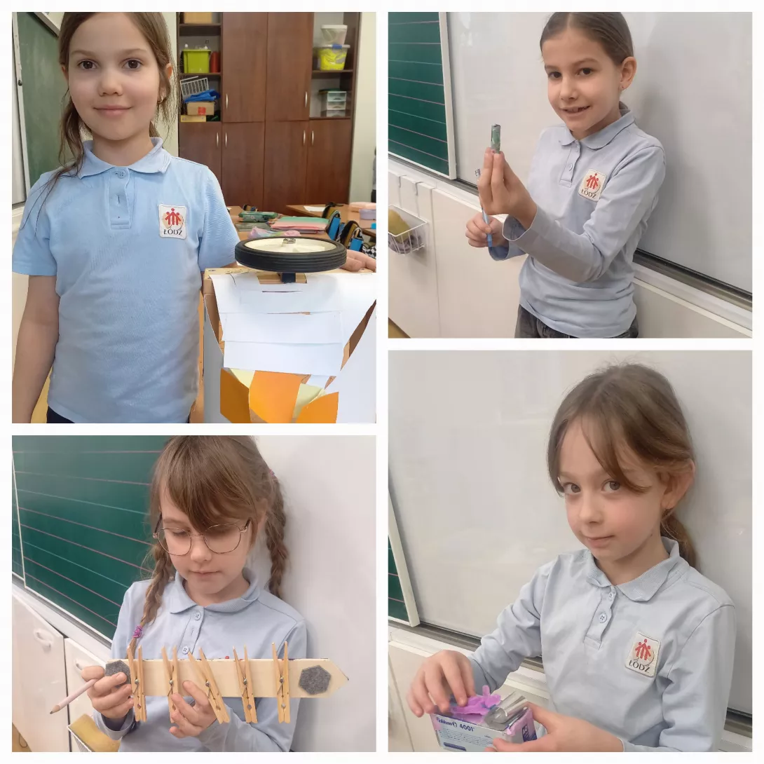 Uczennice klasy 3c prezentują swoje wynalazki