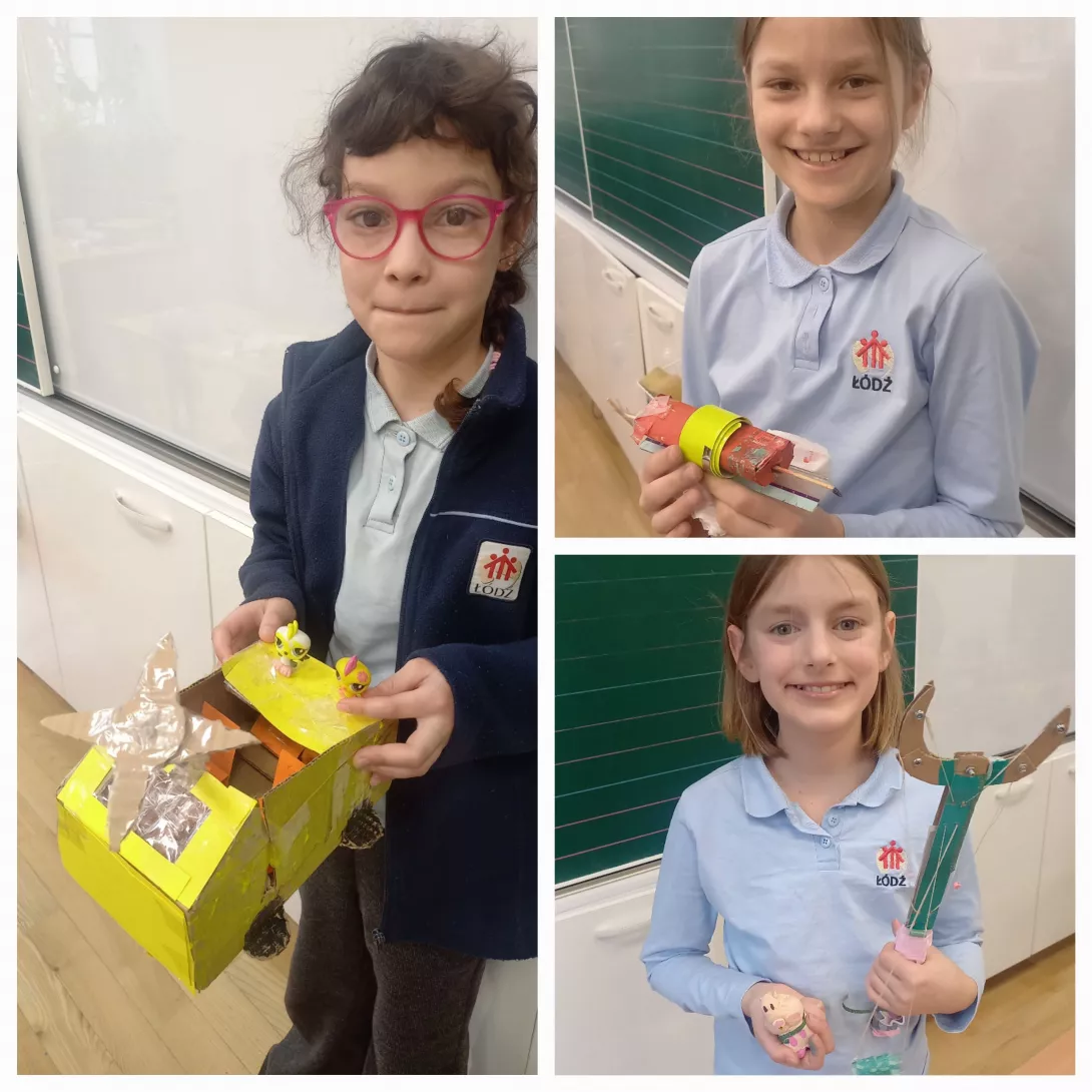 Uczennice klasy 3c prezentują swoje wynalazki