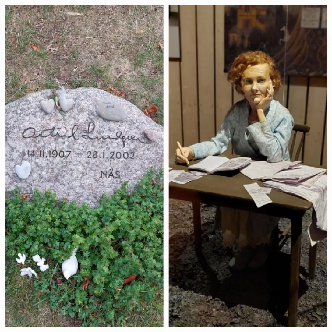 Grób i woskowa figura Astrid Lindgren