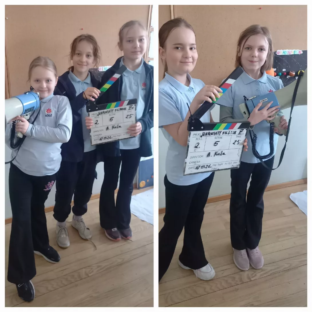 Uczennice klasy 3c podczas lekcji z reżyserem dźwięku