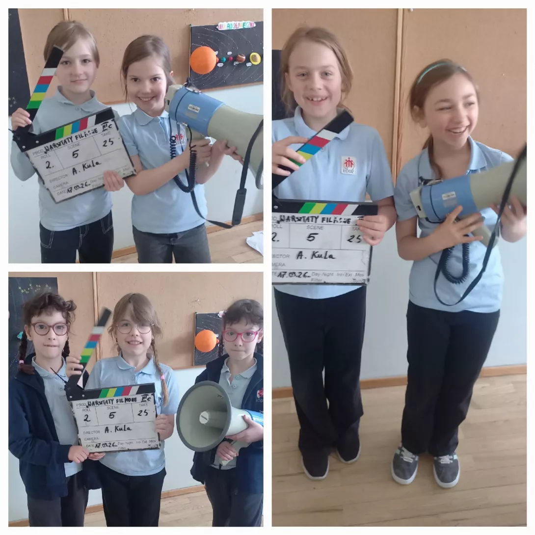 Uczennice klasy 3c podczas lekcji z reżyserem dźwięku