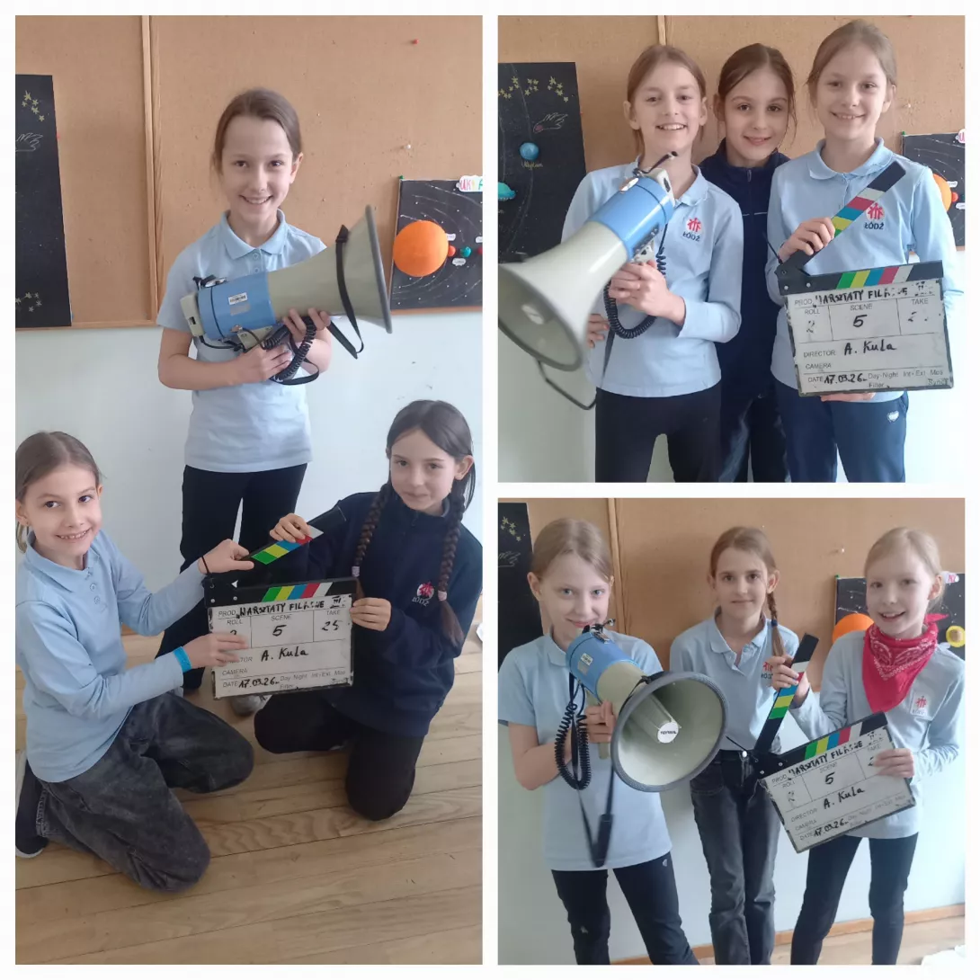 Uczennice klasy 3c podczas lekcji z reżyserem dźwięku
