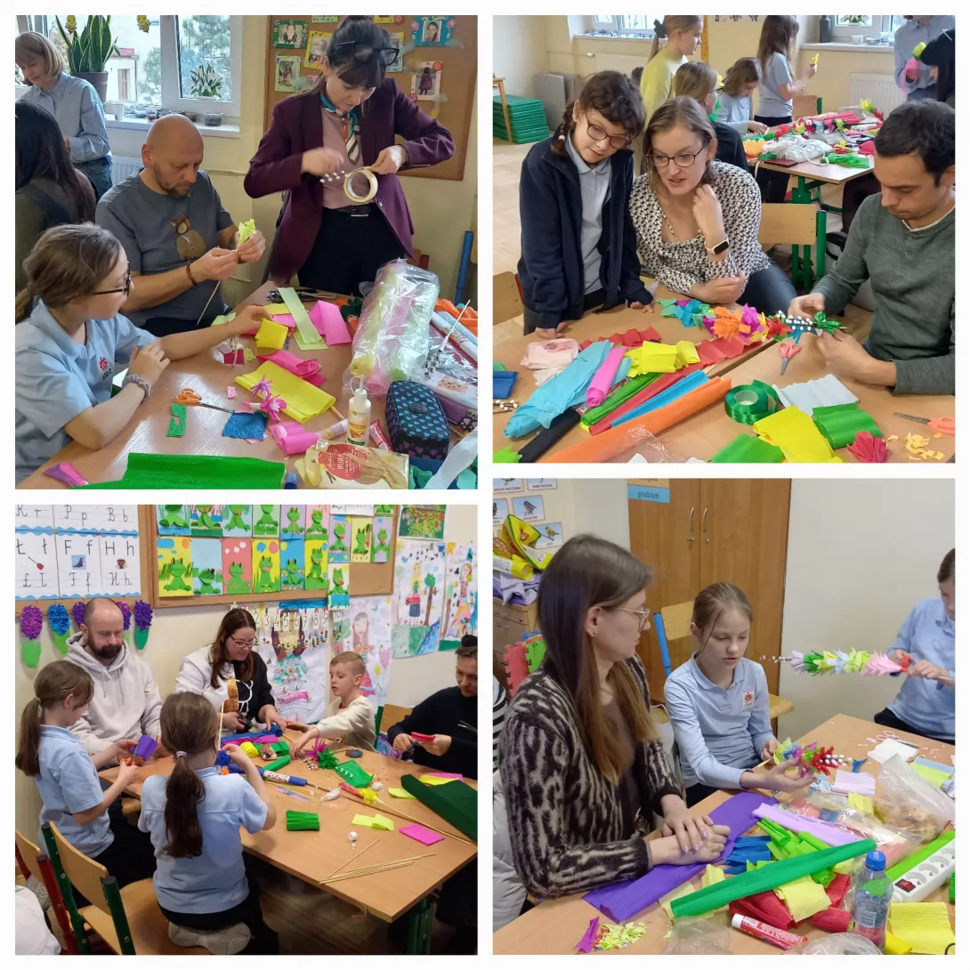 Integracja klasy 3c i wspólne robienie palm wielkanocnych