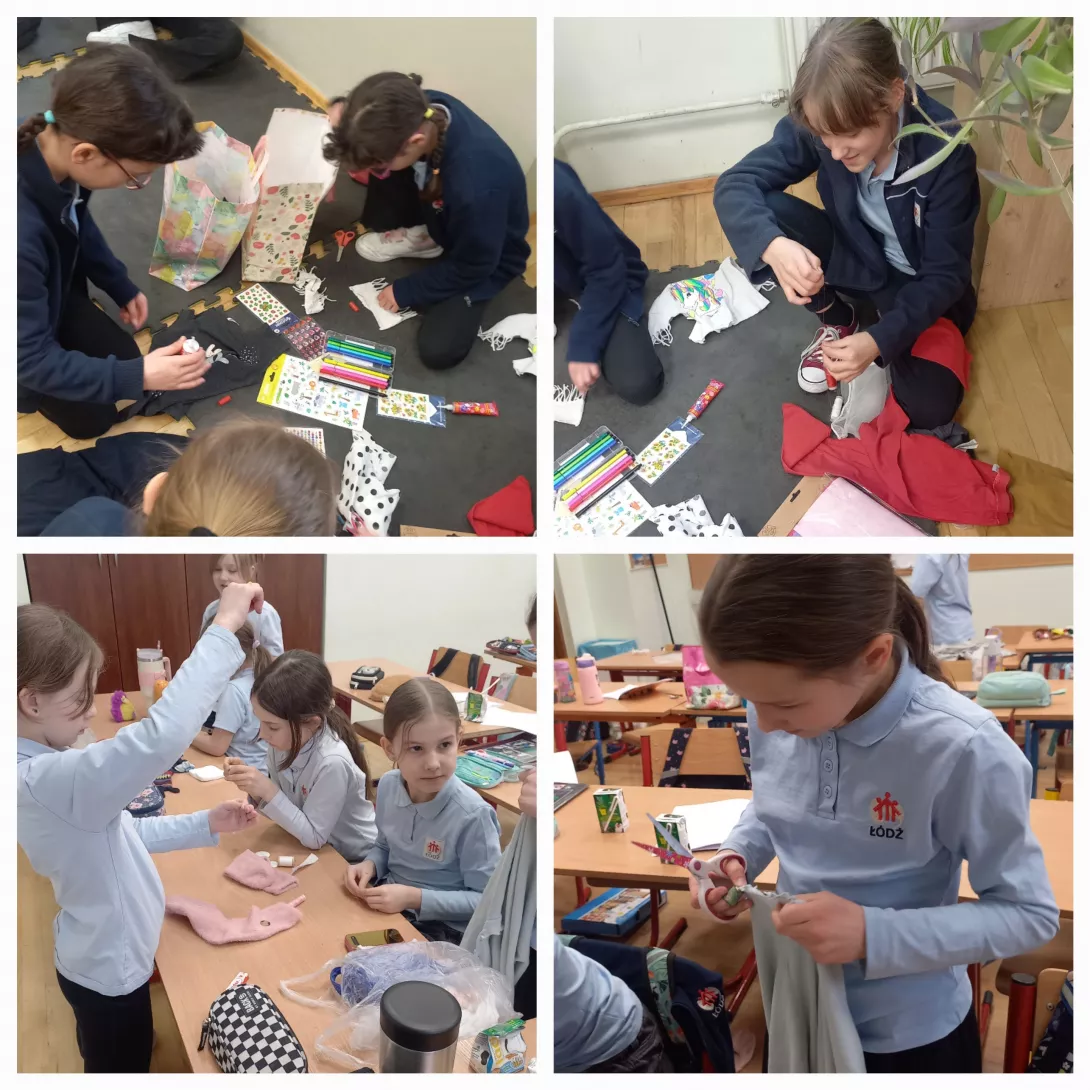 Uczennice podczas prac krawieckich