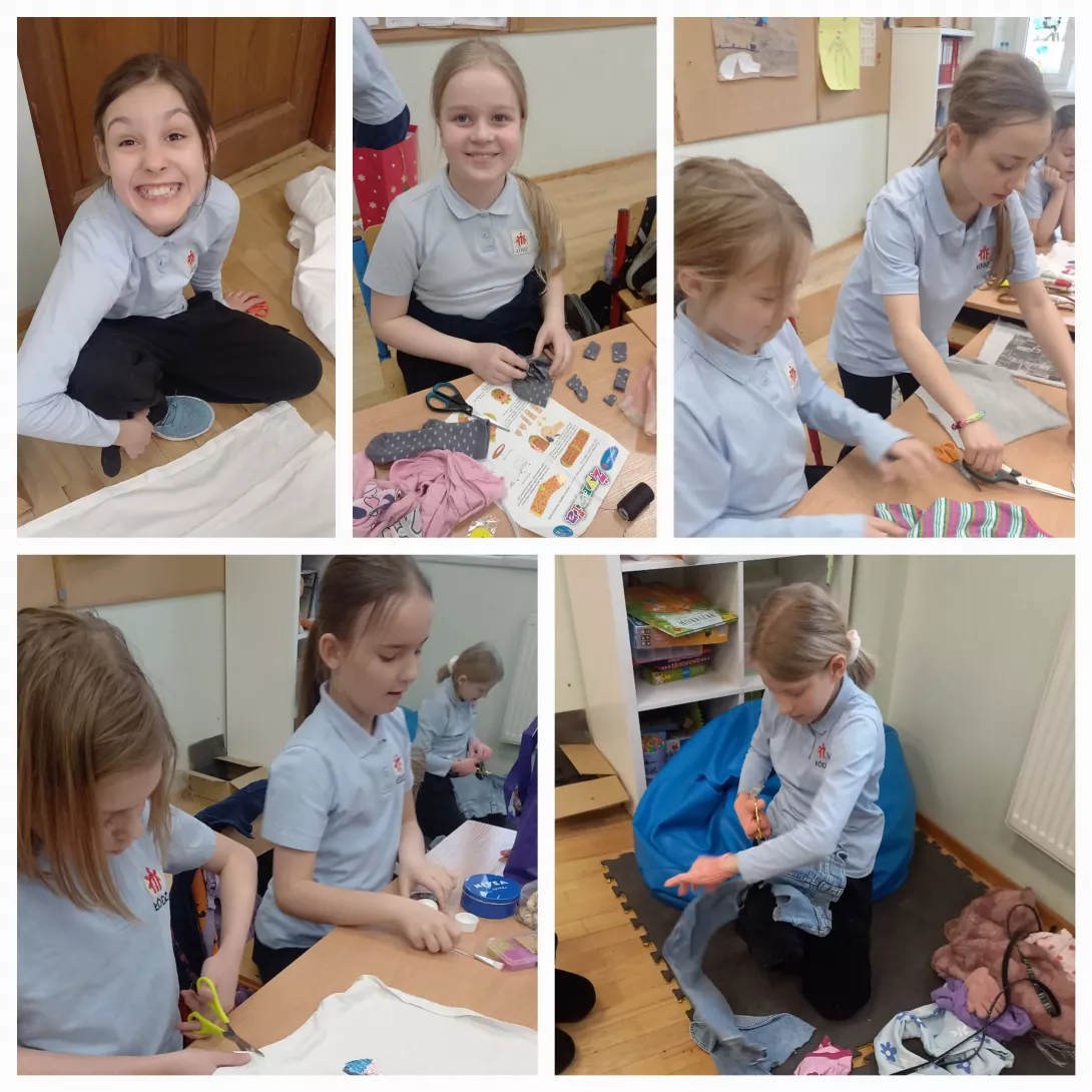 Uczennice podczas prac krawieckich