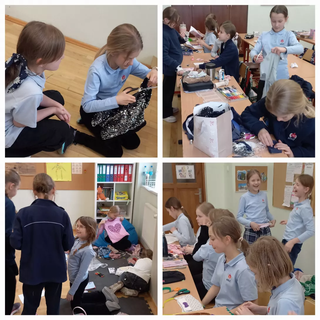 Uczennice podczas prac krawieckich