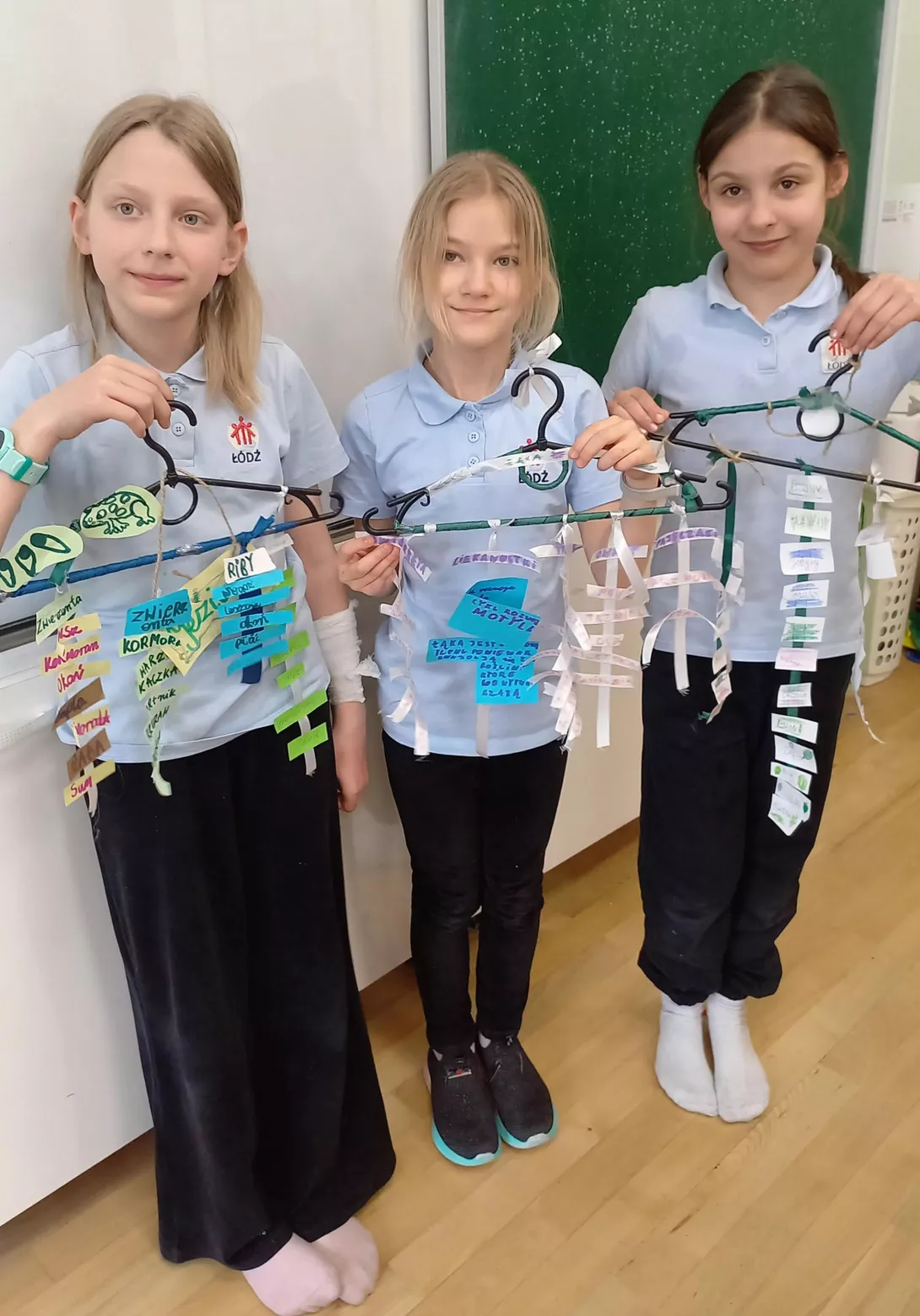 Uczennice klasy 3c prezentują prace na temat ekosystemów