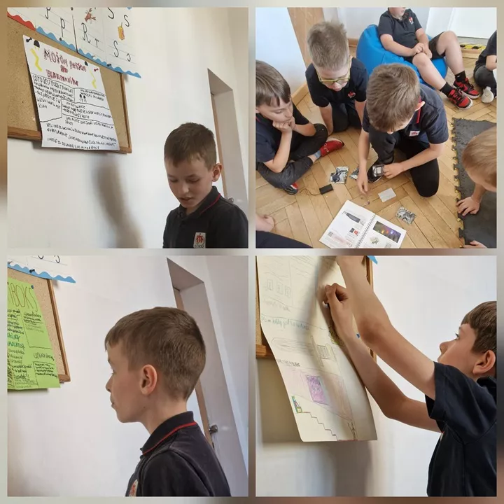 Uczniowie klasy 3D prezentujący swoje hobby