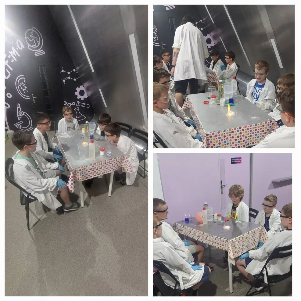 Uczniowie klasy 2d podczas warsztatów w Experymentarium.