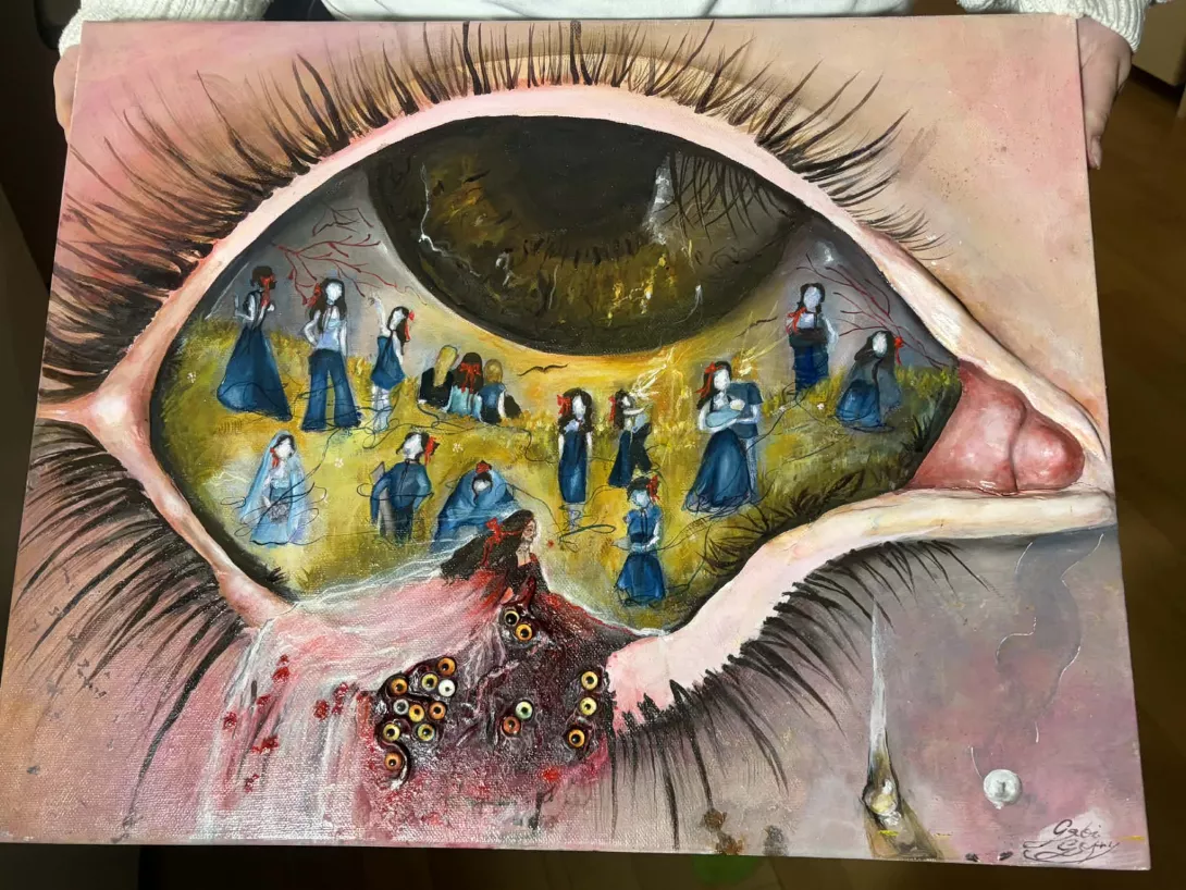 "Strach przed błękitem" - praca plastyczna Gabrieli Skwierczyńskiej.