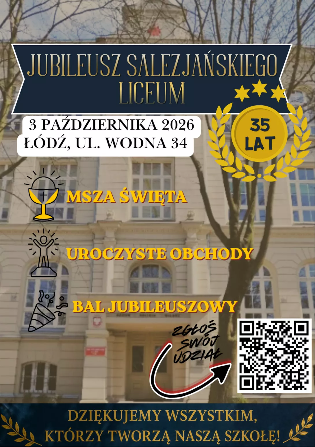 Zdjęcie przedstawia plakat z okazji jubileuszu szkoły