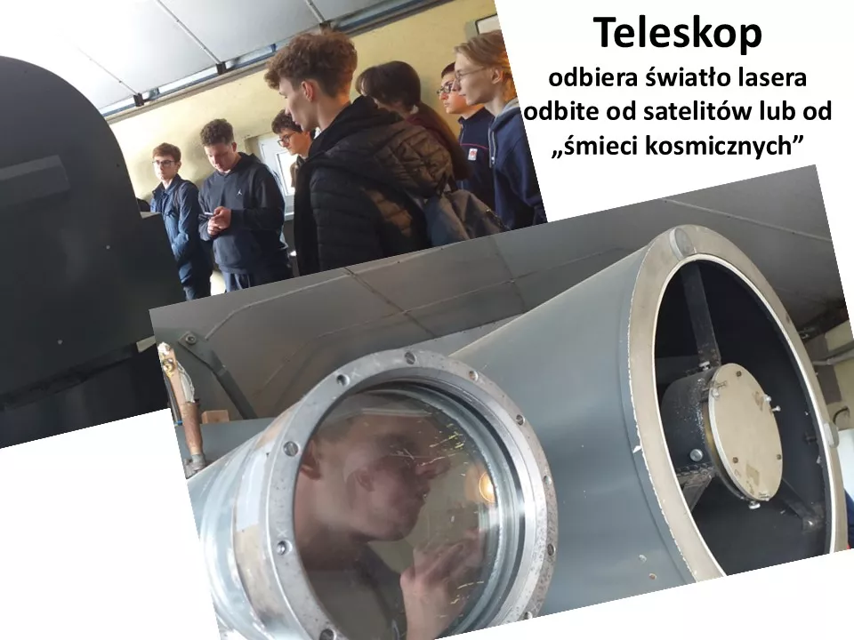 teleskop odbiera światło odbite od satelitów